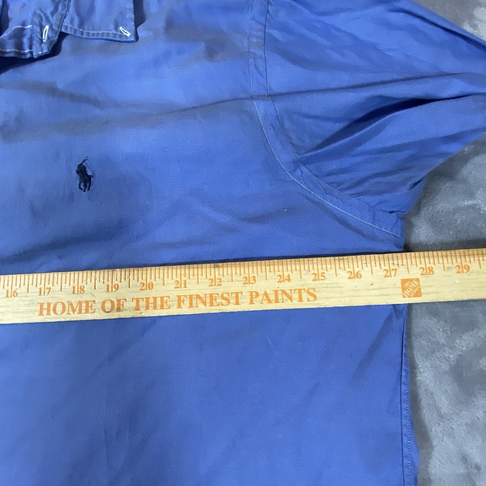 Polo Ralph Lauren Shirt Mens 17.5 36-37 Blue Long Slv Pinpoint Oxford Yarmouth - Picture 4 of 7